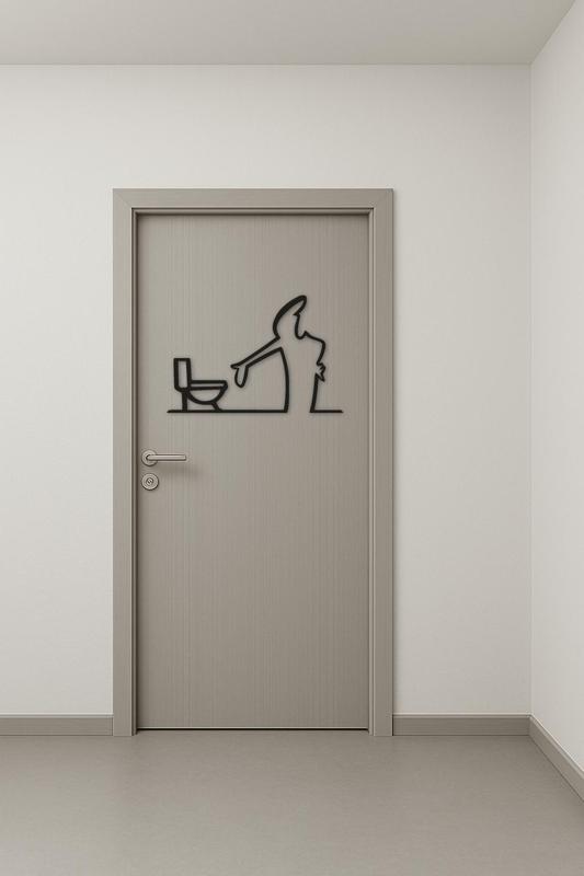 🚹 Humorous WC sign - "La Linea" Silhouetted Men's Signage
