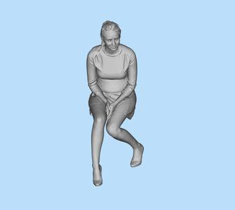 Sitting lady in short skirt