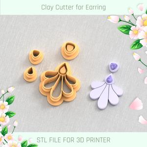 Flower Petals Earring with Precious Stones A POLYMER CLAY CUTTER