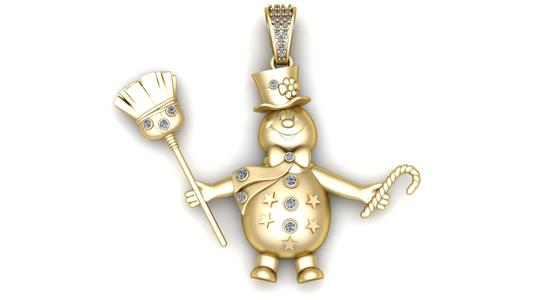 GOLDEN SNOWMAN PENDANT 3D PRINTABLE MODEL