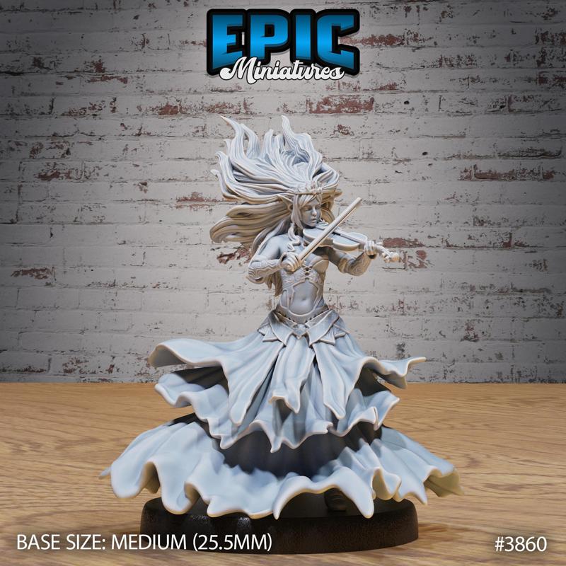 Elven Ghost Princess Violin ‧ DnD Miniature ‧ Tabletop Miniatures ‧ Gaming Monster ‧ 3D Model ‧ RPG ‧ DnDminis ‧ STL FILE