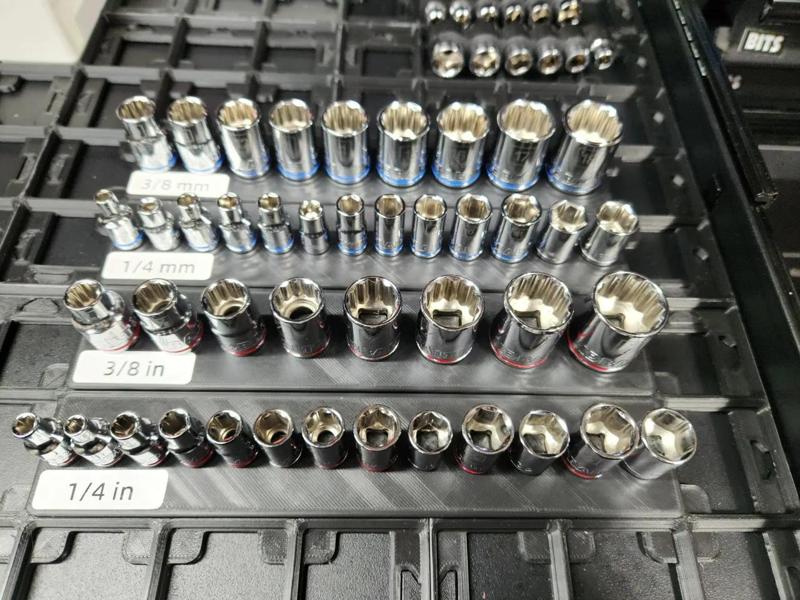 Gridfinity Fixed Socket Rails - 5x1   