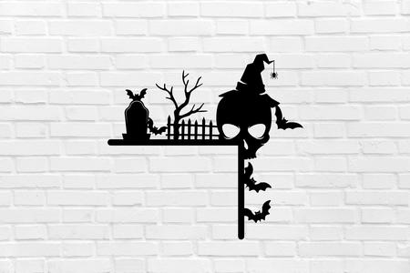 HALLOWEEN MURAL DECORATION cemetery skull door