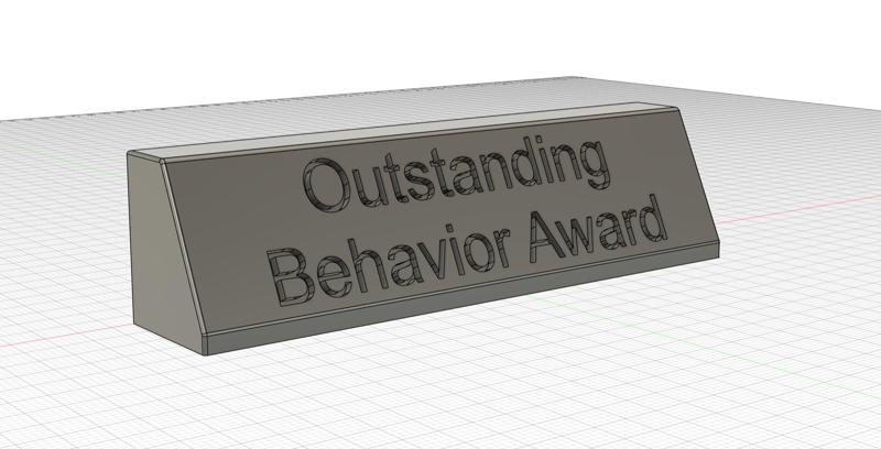 Outstanding Behavior Award Mini Desk Plaque