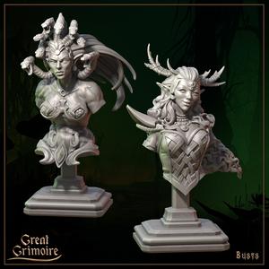 Bust of Alara, the Sylvain druid and Bust of Gorgona, Queen of the Forest