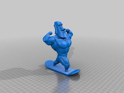 Buff Moai with skateboard