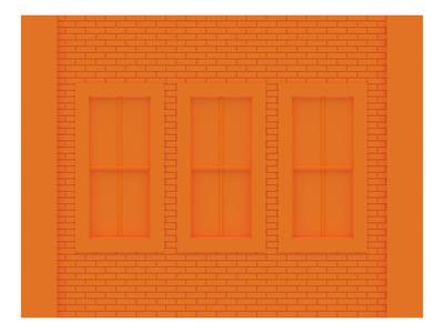 Scale Modular Building Masonry Overhung 2 over 2 Windows