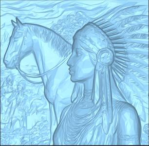 3D Relief of an American Indian Princess