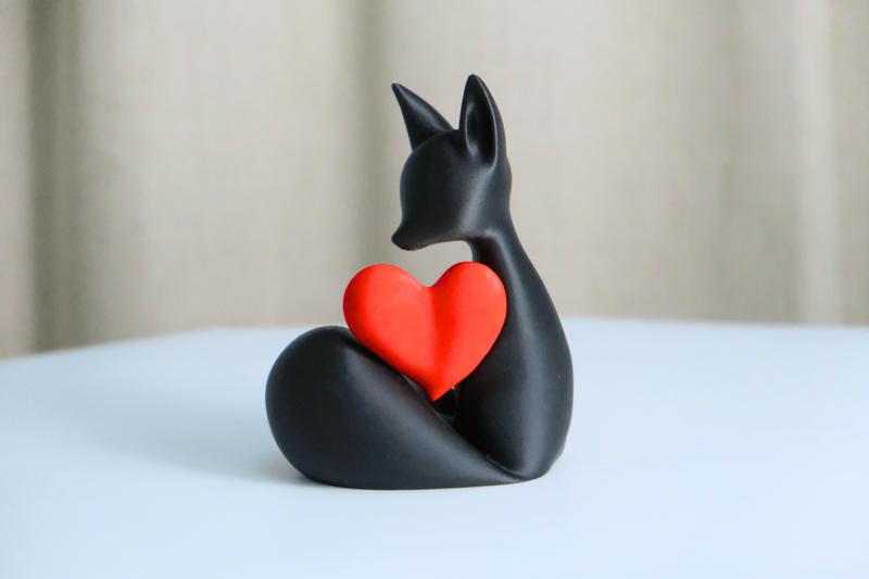 Charming Fox Heart Sculpture