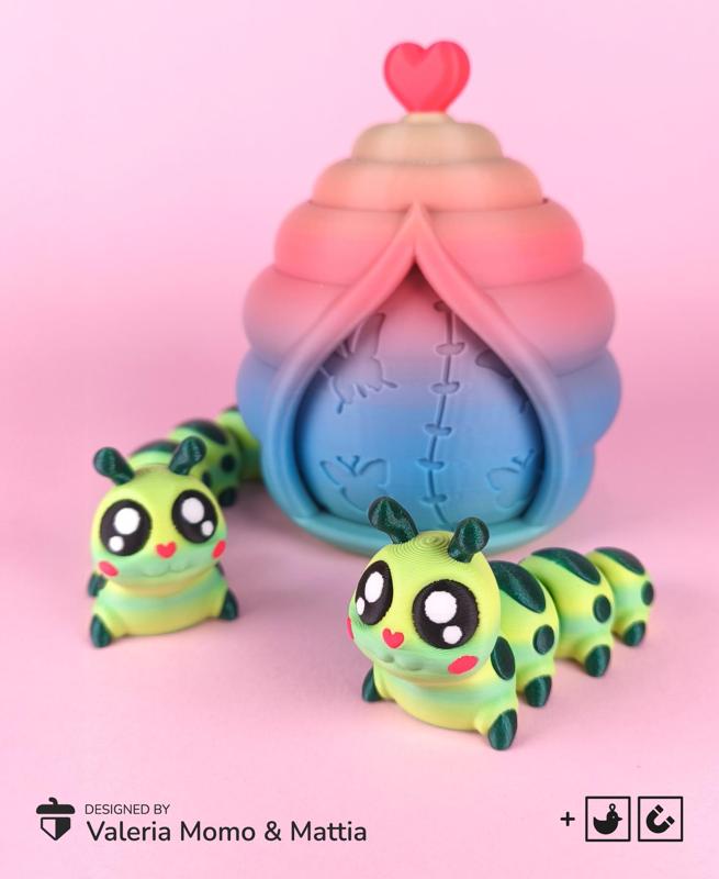 Cute Flexi Caterpillar (Toy, Keychain), Mini Articulated Animal