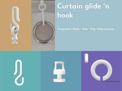 Curtain glider with hook and ring - full set