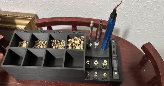 Threaded insert bins + tool holder