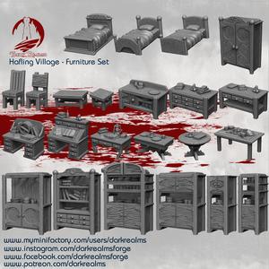 Dark Realms Halfling Village Furniture Pack