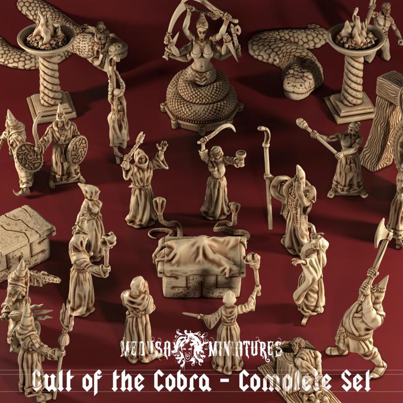 Cult of the Cobra - Complete Set | Serpent-Worshipping Cult Miniatures STL