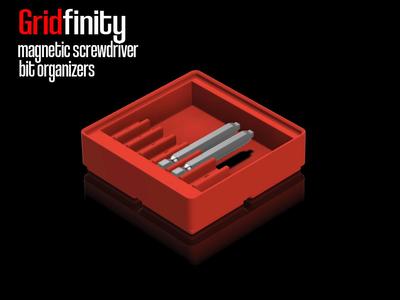 Gridfinity Magnetic Screw Driver Bit Organizers