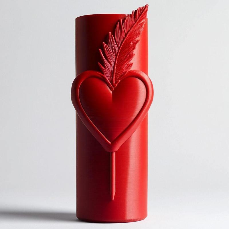 Heart & Feather Vase for Valentine's Day Celebration
