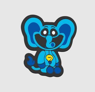 smiling elephant Keychain, Refrigerator Magnet, and Wall Decor.