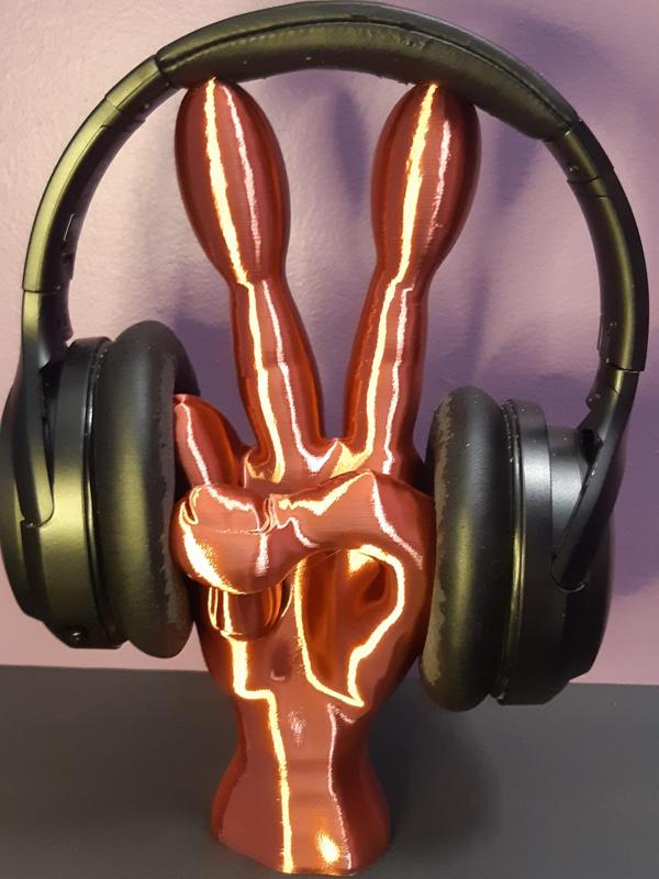 Peace Sign Alien Hand - Support Free - Free Standing Sculpture - Headphone Stand