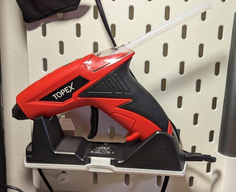 Topex glue gun mount - Ikea Skadis pegboard