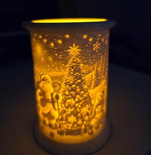 lithopane christmas tea light snowman santa
