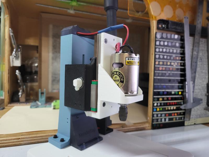 540 motor  Super Stable Bench Drill For PCB. 3D DIY Bench-Drill For Hobby Workbench.