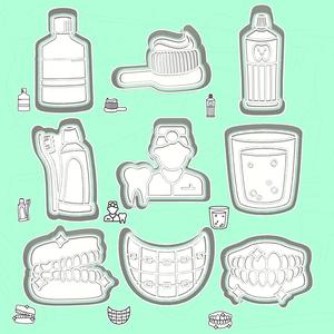 Dentist cookie cutters - oral care set / bundle - 9 pieces