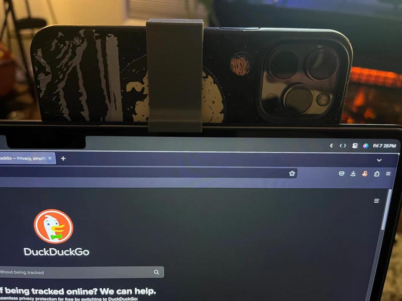 iPhone 13 Pro Continuity Camera Holder for MacBook (with phone and macbook cases)