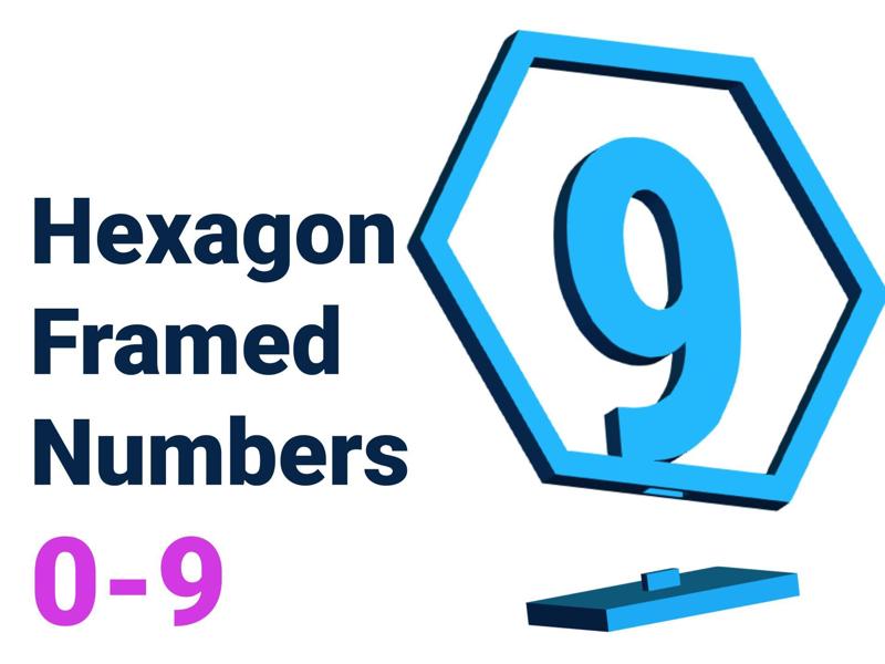 Hexagon Framed Numbers | 0-9 Large Digits in Hexagon Frame with Base