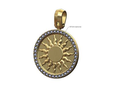 Sun diamond pendant with bail 3D print model