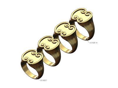 Forged scroll signet ring Us sizes 7to10 3D print model