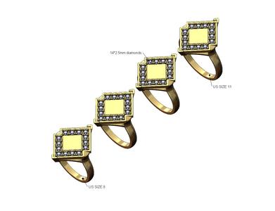 Engravable platform lozenge plate ring US sizes 8to11 3D print model