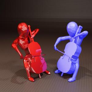 Low Poly Cellist Cello Player - Sculpture