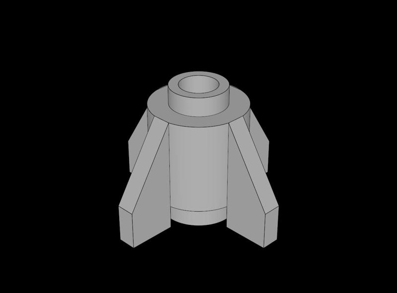 Lego Compatible (4588.dat) Brick  1 x  1 Round with Fins