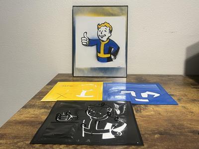 Fallout Vault Boy Stencil Set for Three Color Poster