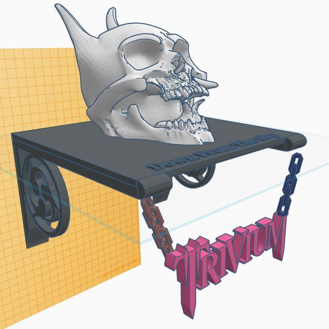 Trivium (band) logo wall mount shelf for Oni skull display