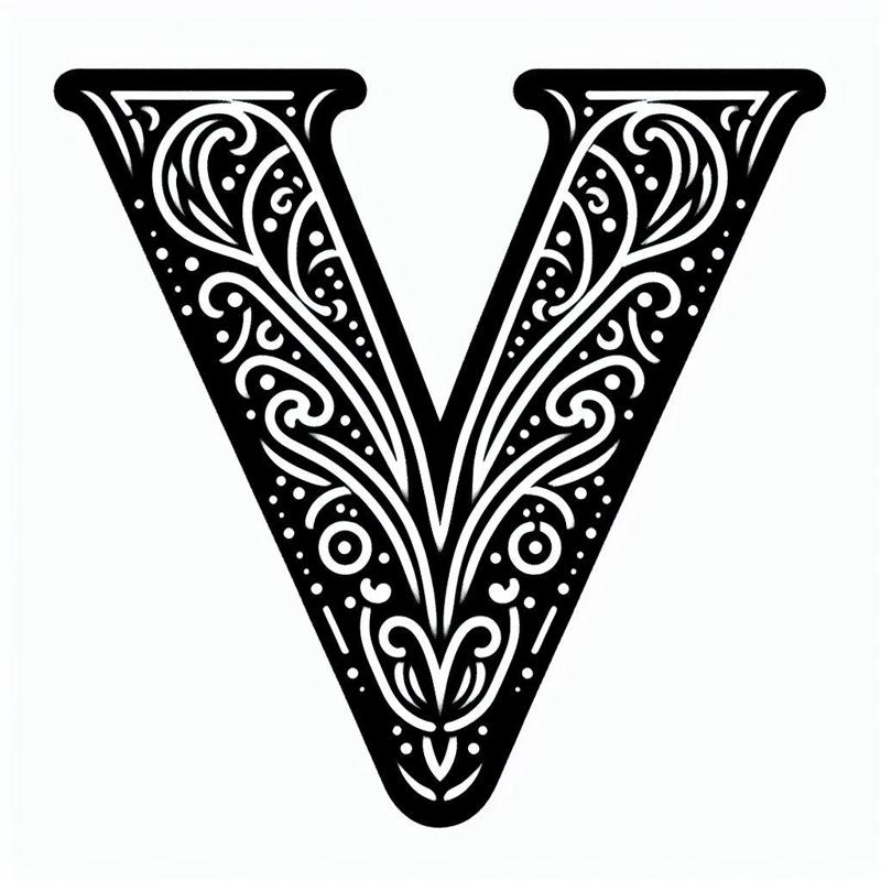 Frottage creation: letter V (version 2)