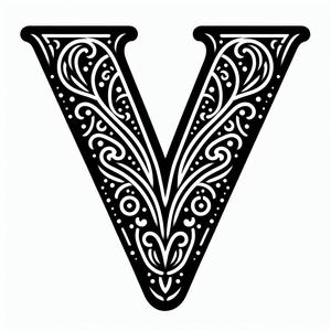 Frottage creation: letter V (version 2)