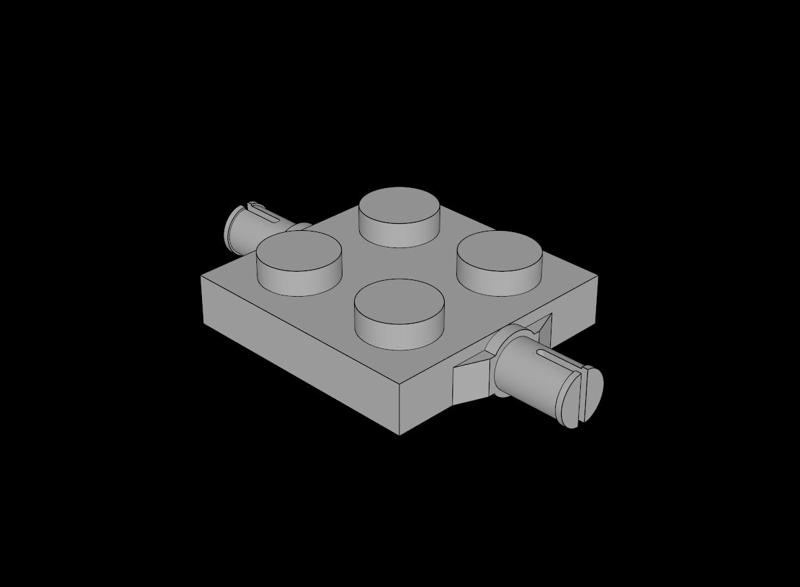 Lego Compatible (4600.dat) Plate  2 x  2 with 2 Wheel Pins