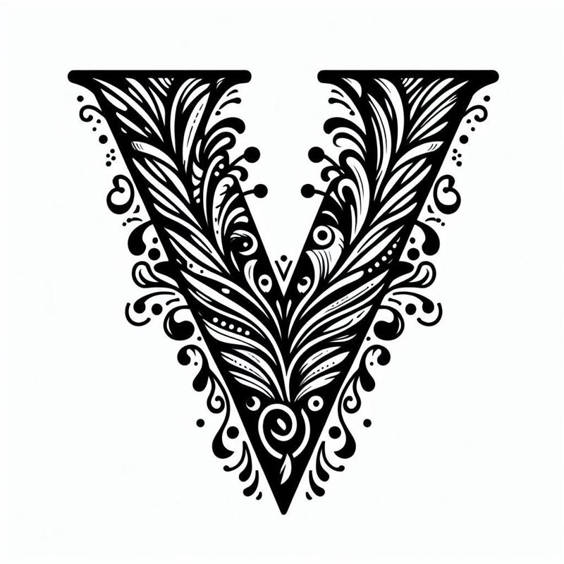 Frottage creation: letter V (version 5)