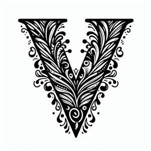 Frottage creation: letter V (version 5)