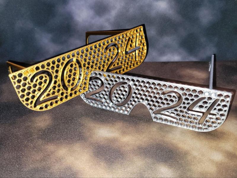 New Year's 2024 Hexagon Glasses - Adjustable Width