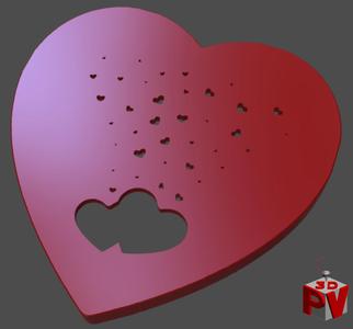 Heart Box Big Heart with Small Hearts Cutout Lid