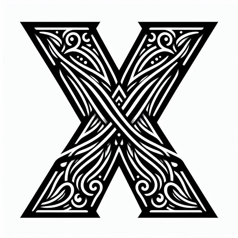 Frottage creation: letter X (version 2)