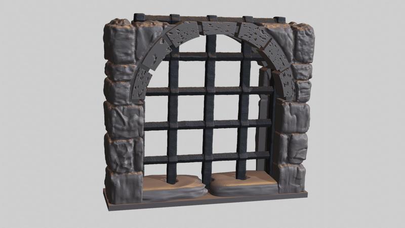OpenForge Dungeon Stone Separate Wall Portcullis
