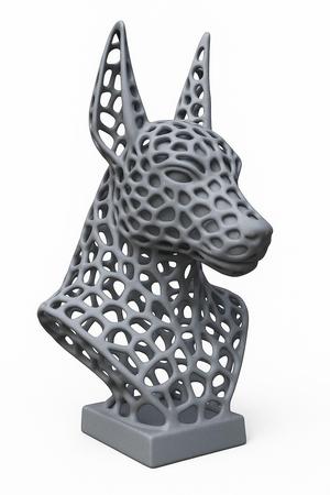Parametric Anubis Bust - 3D Printable Egyptian God Sculpture with Voronoi Lattice Design