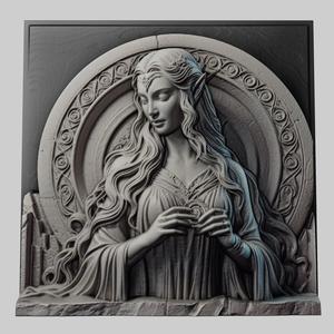 Lord of Rings Galadriel 3d printer relief medallion stone tablet obj stl