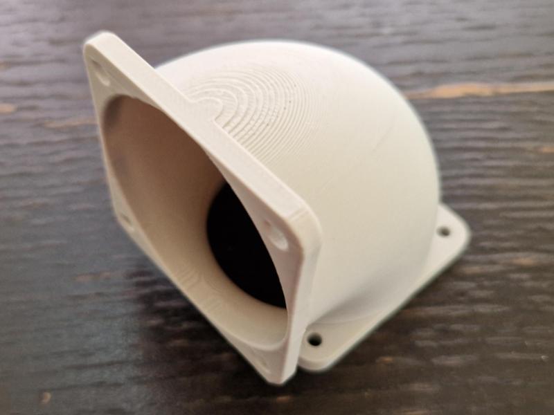 50mm 90° elbow adapter for fan airflow routing