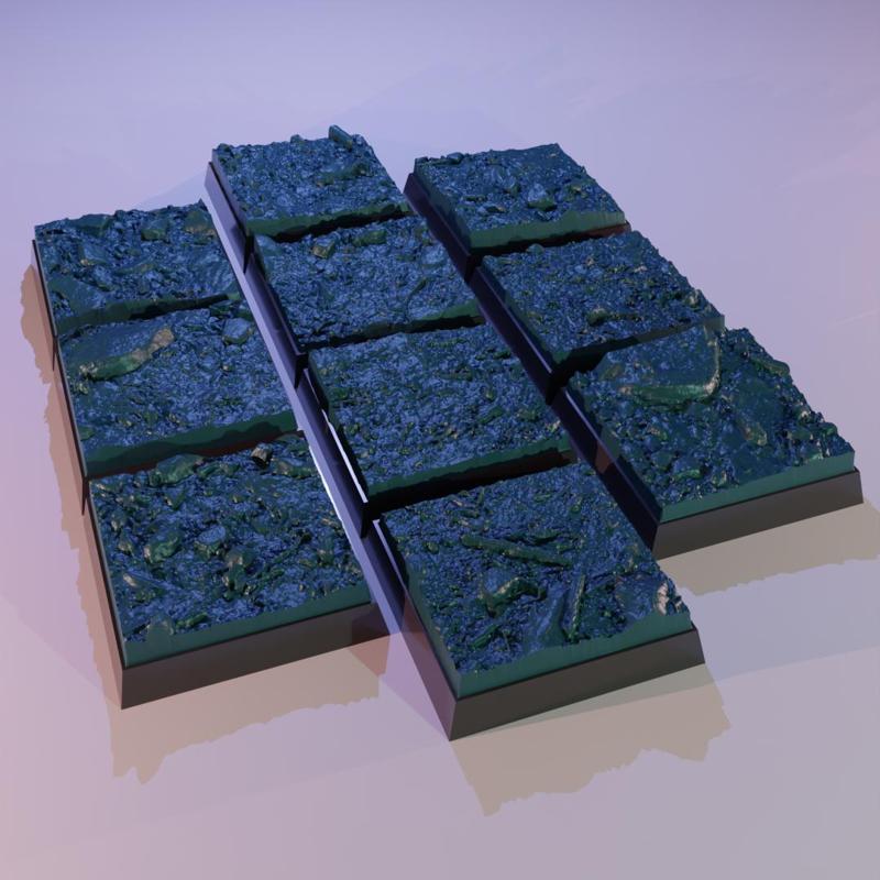 10x 25mm square base with stoney forest ground (+toppers)