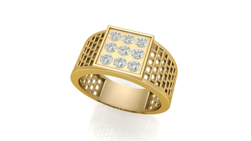 Gents Square Pattern Ring