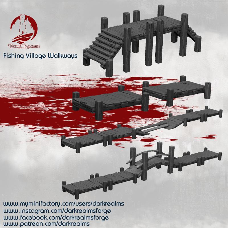 Dark Realms Fantasy Scenery - Fishing Village Walkways